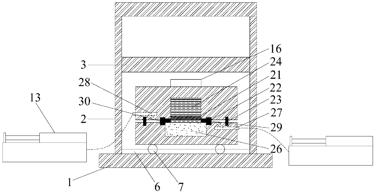 Contact surface great deformation shearing seepage flow test device and use method thereof