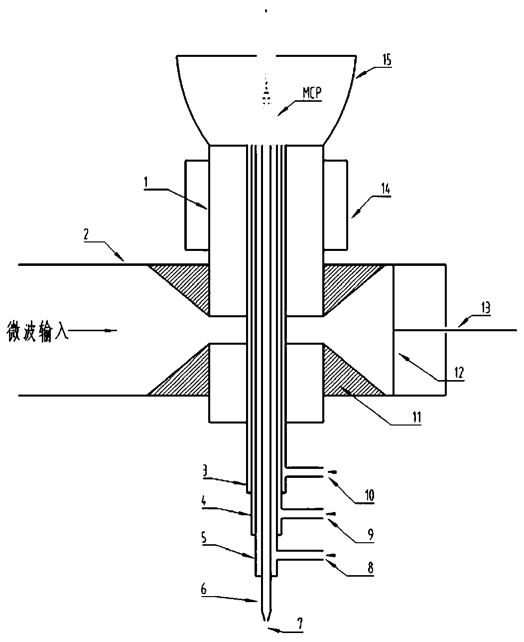 Waveguide feed-in type microwave coupling plasma generating device