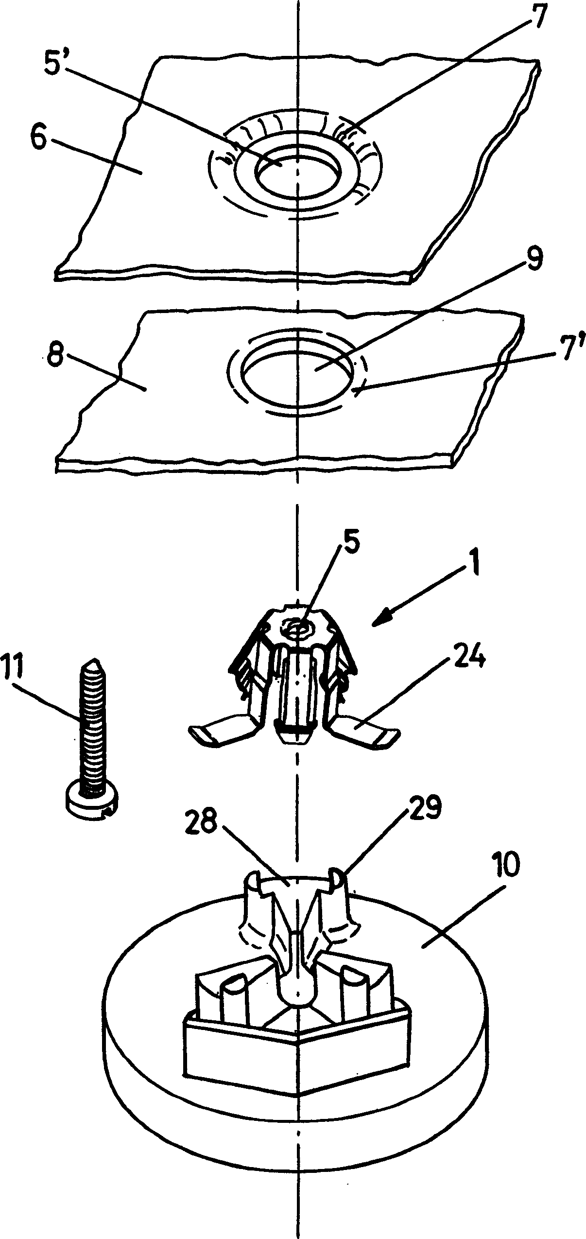 System for attaching accessories to a vehicle's bodywork using clips