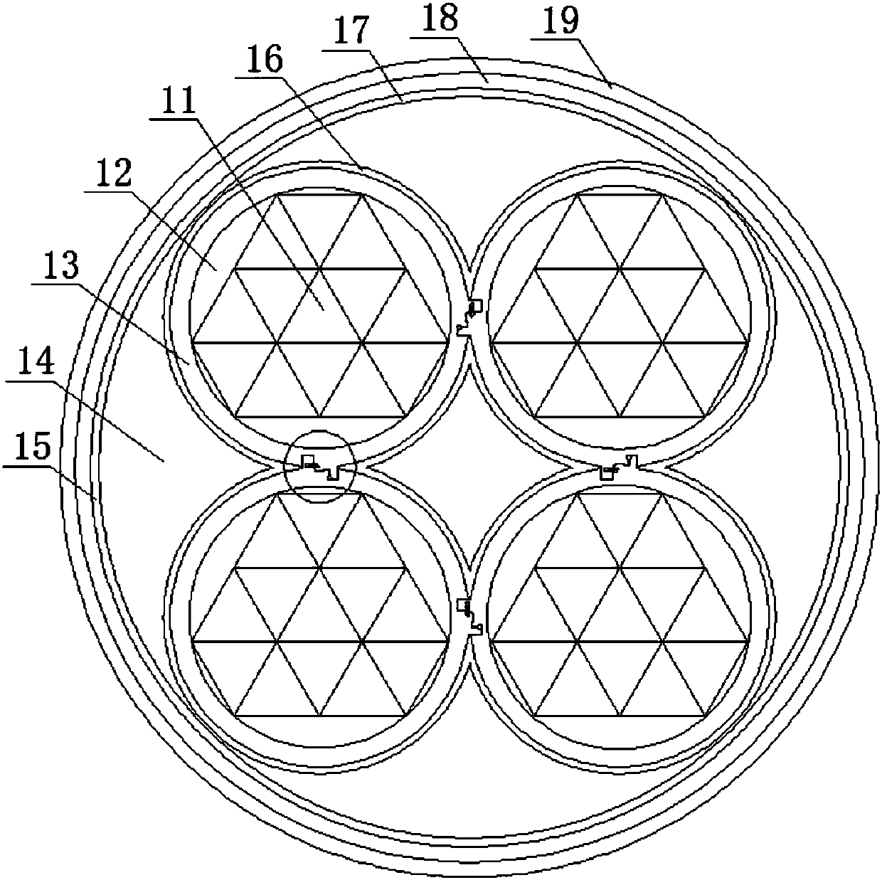 Halogen-free low-smoke protective layer locking type cable for coal mine