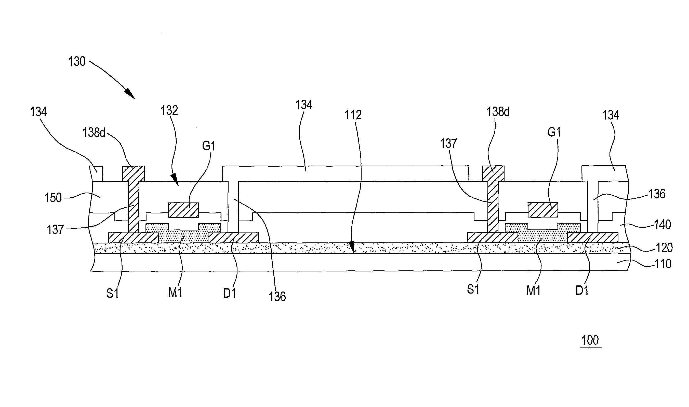 Top-gate transistor array substrate