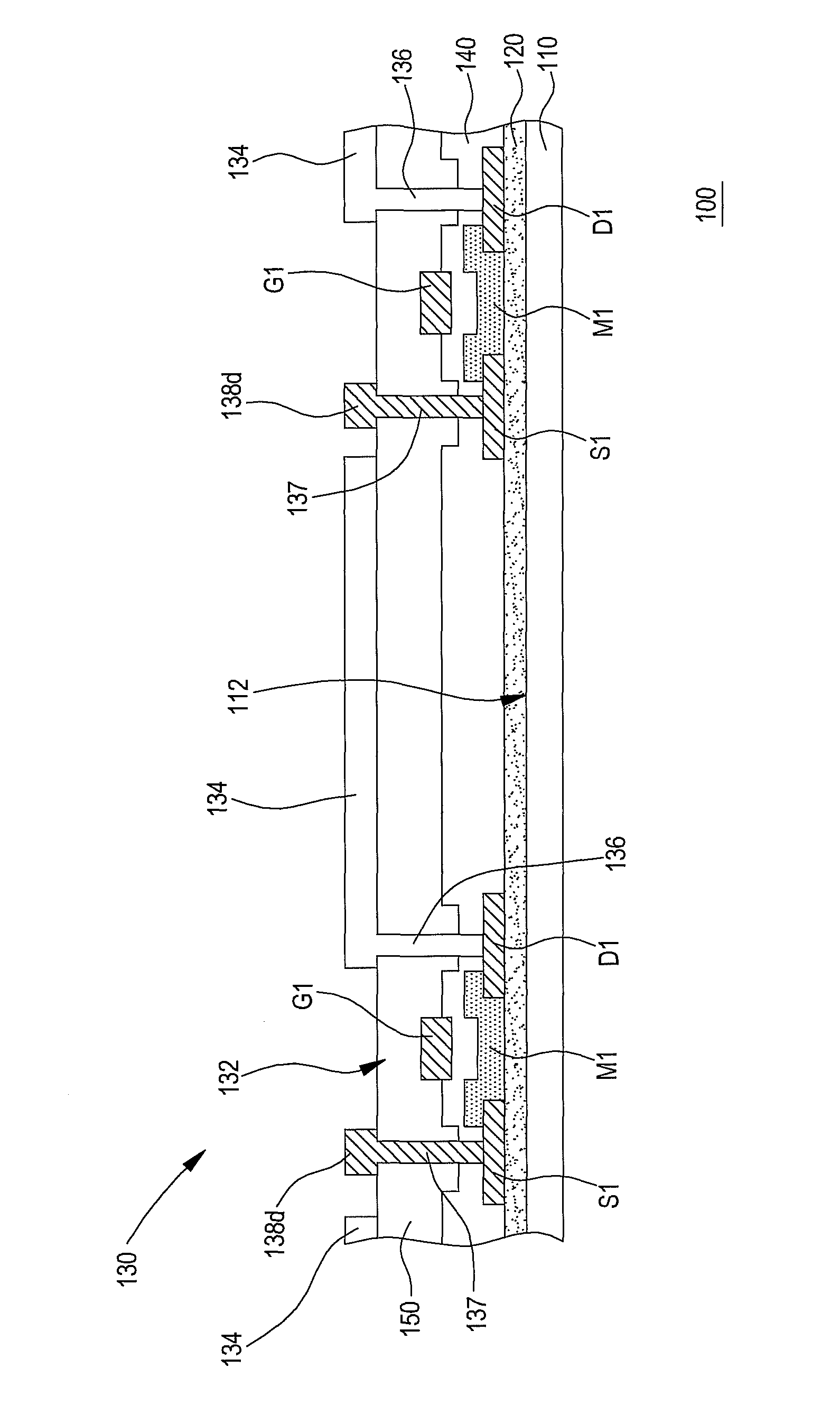 Top-gate transistor array substrate