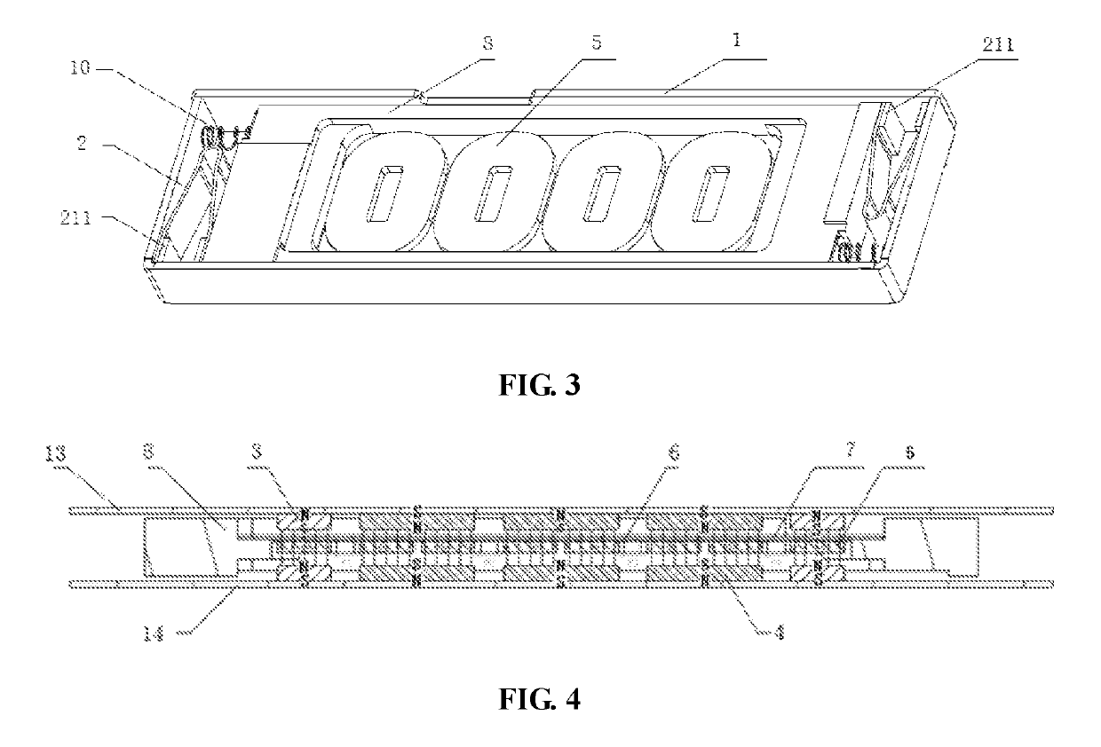 Linear motor with electric current injection assembly with springs connected to movable coil inside a mass block and upper and lower stationary magnets