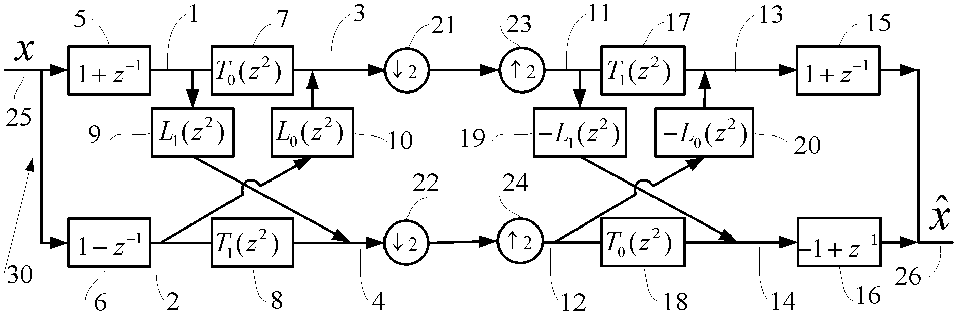 Even-length two-channel linear phase wavelet filter bank