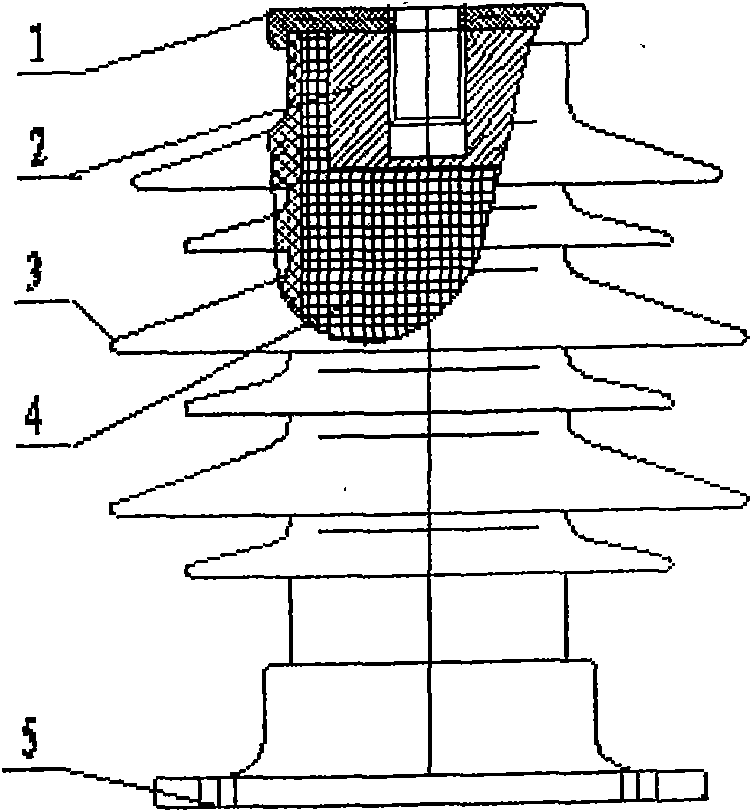 Composite insulator suitable for top high-voltage strut of electric locomotive