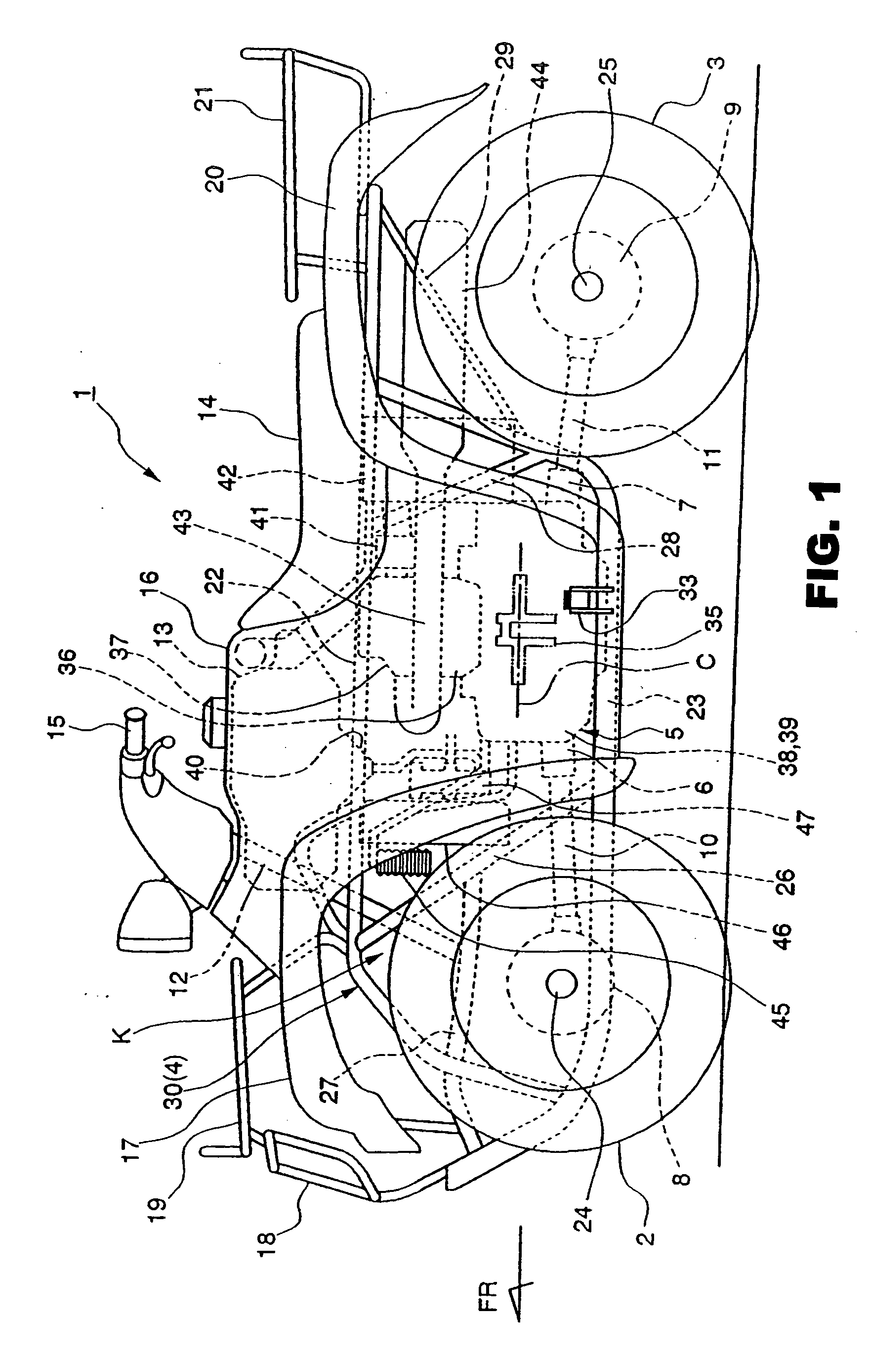 Fuel injection system for a saddle ride type four-wheel vehicle