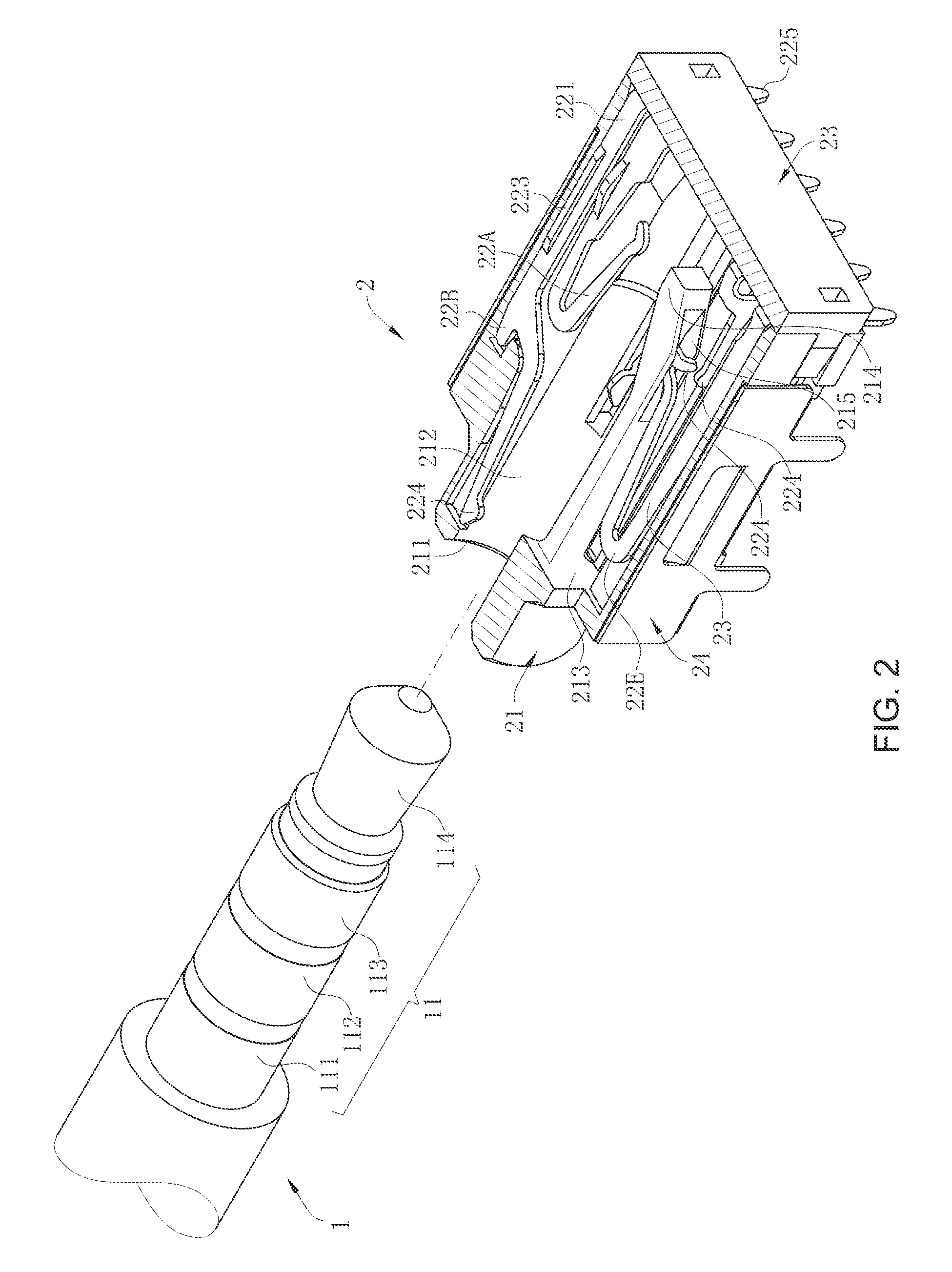 Audio connector receptacle having a U-shaped terminal formed by blanking