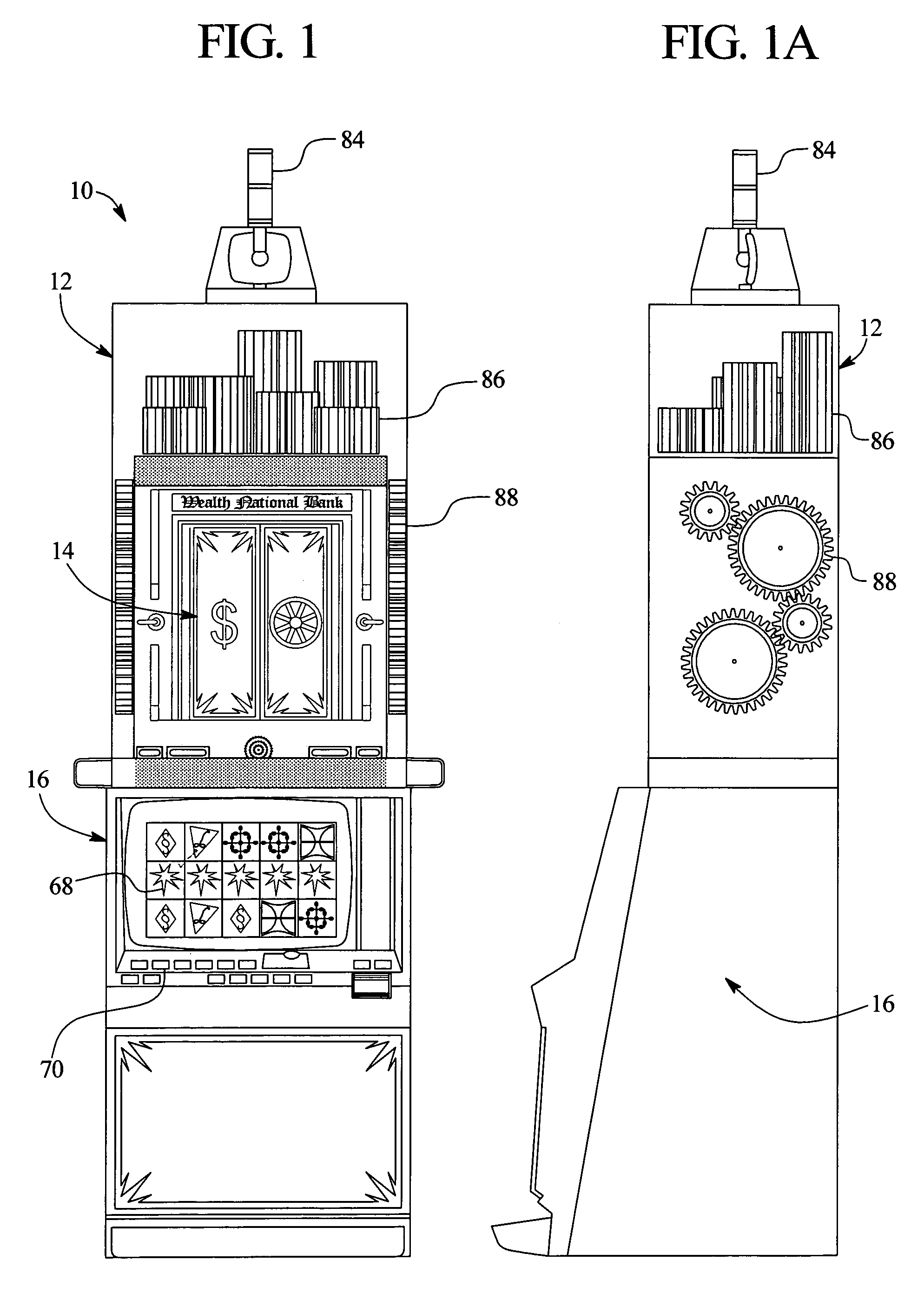 Method and apparatus for a slot machine gaming device simulating a bank robbery