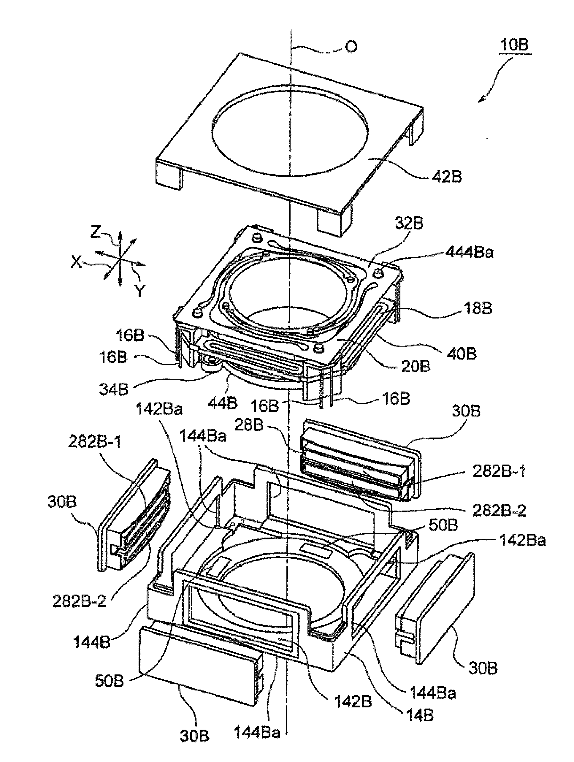Lens holder drive apparatus, and camera equipped therewith