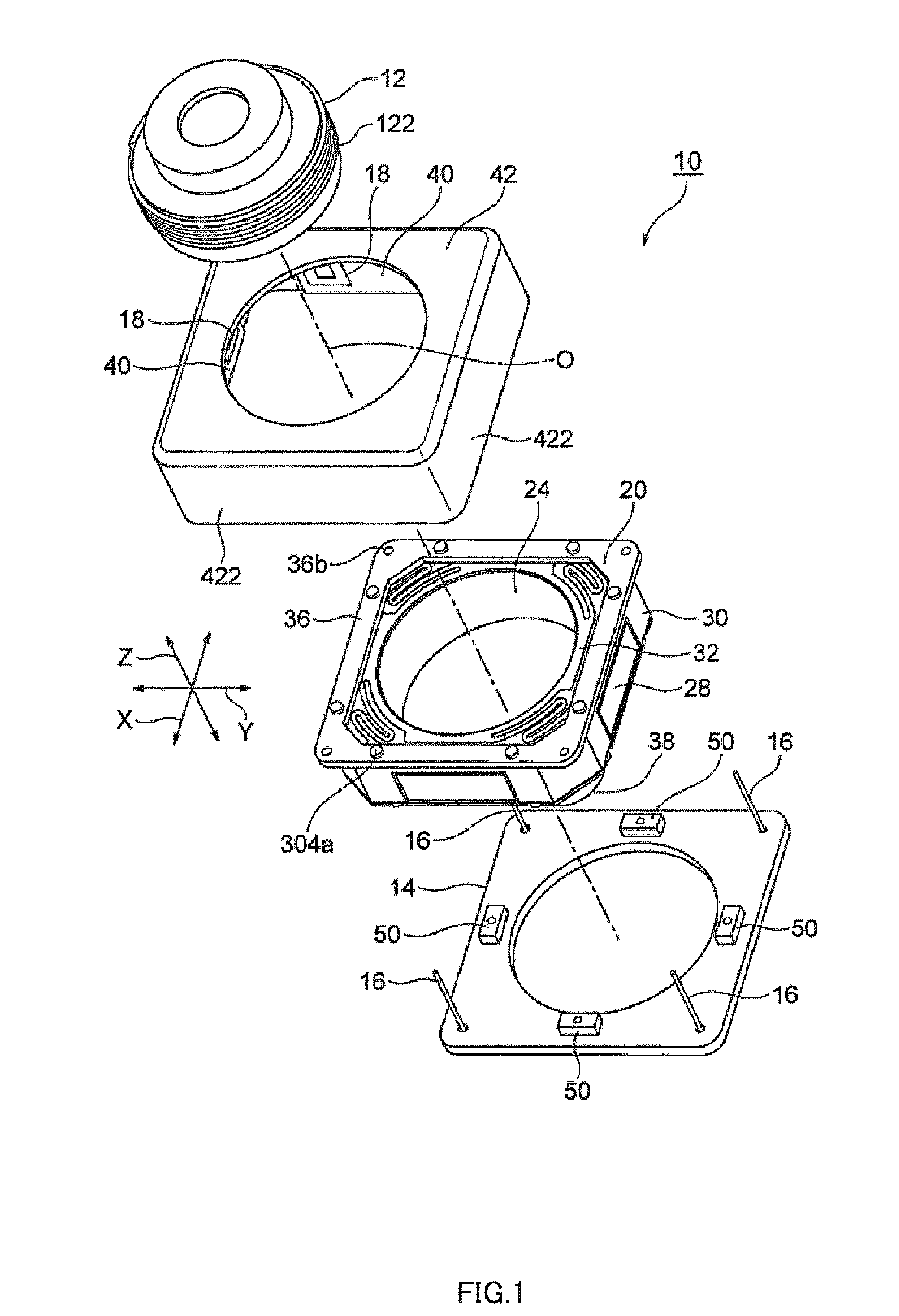 Lens holder drive apparatus, and camera equipped therewith