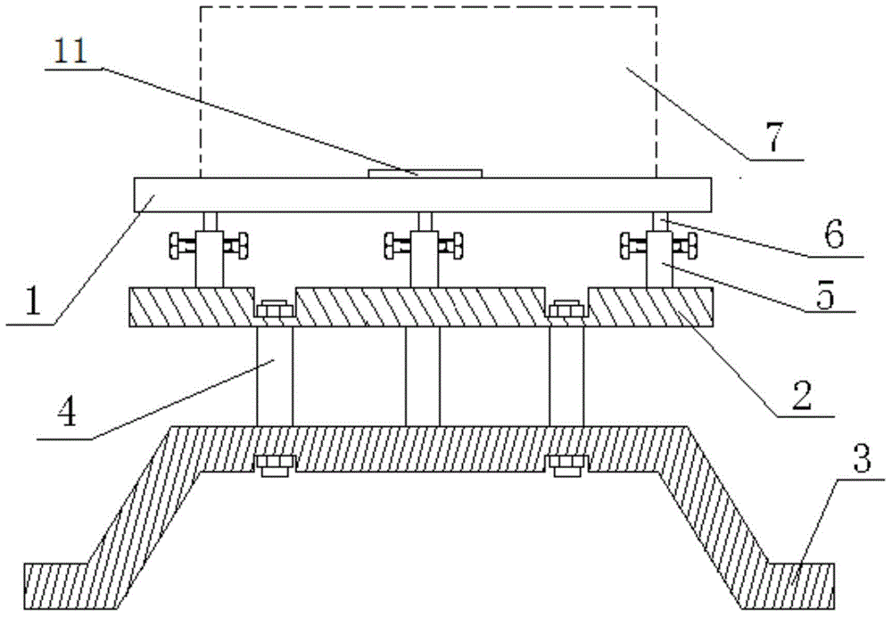 Receiver supporting base based on cylindrical damping components and level gauge