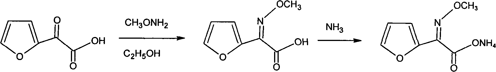 Method for synthesizing (z)-2-(alpha-methoxyimino)furan-ammonium acetate