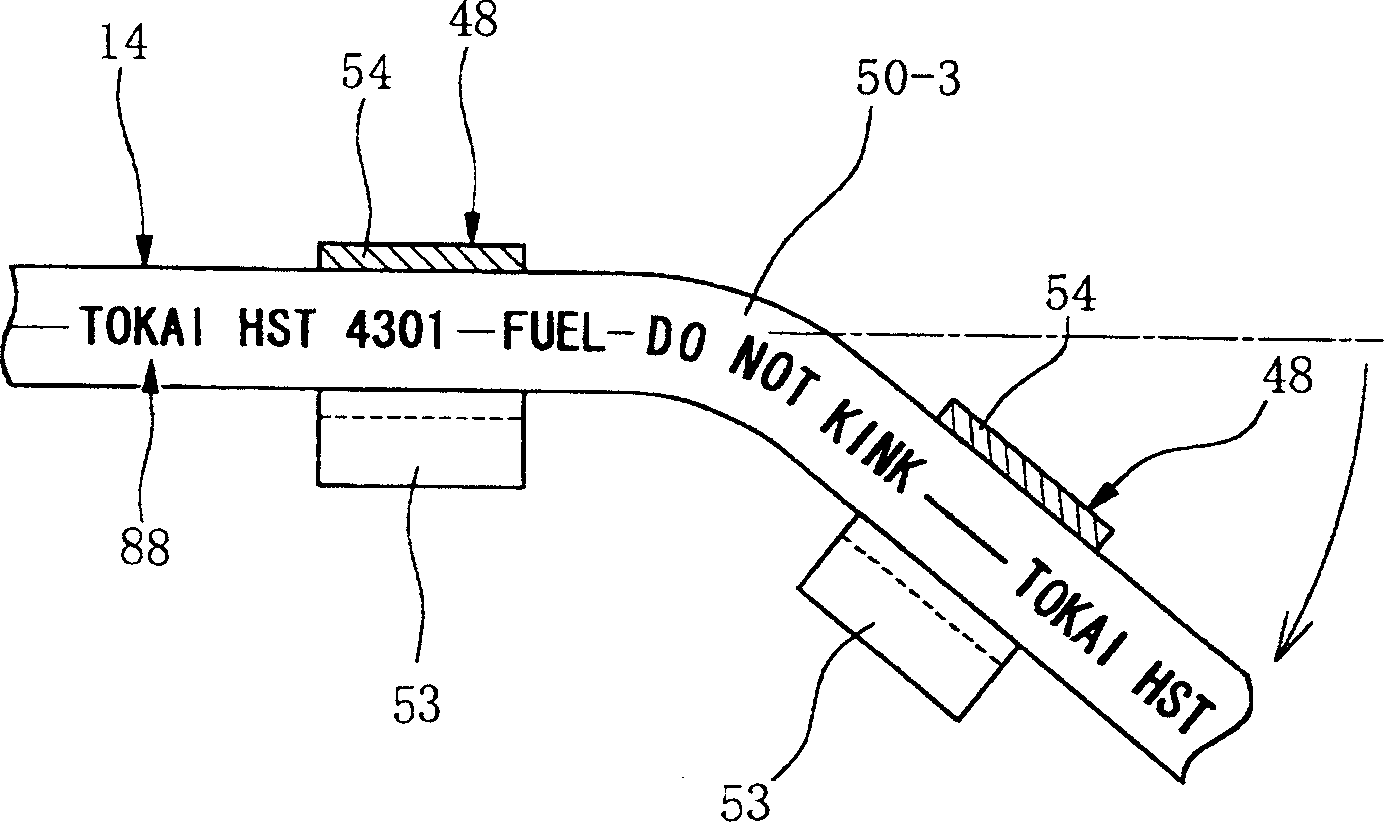 Piping structure for transporting a fuel, resin tube for transporting fuel in the piping structure and producing method thereof