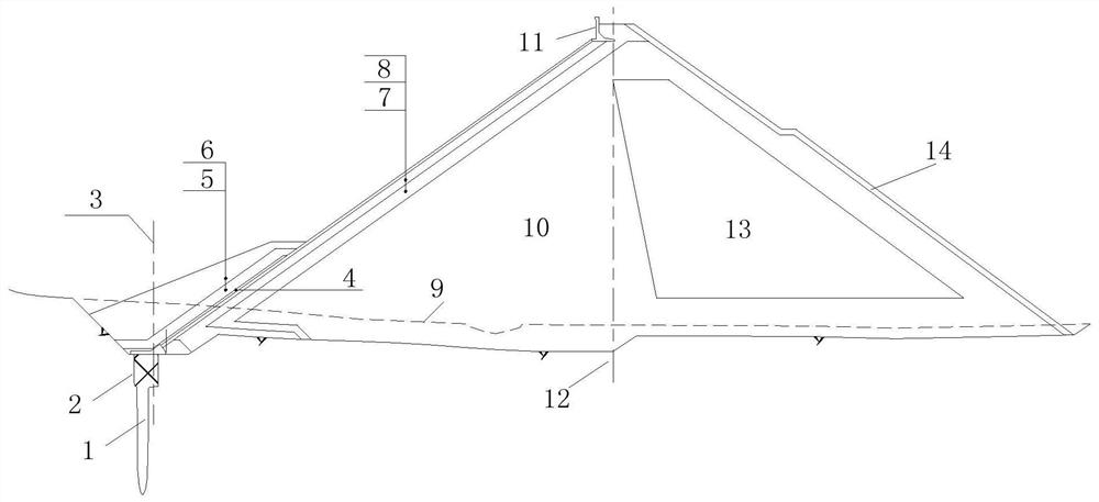 Rockfill dam using seamless faceplate and construction method thereof