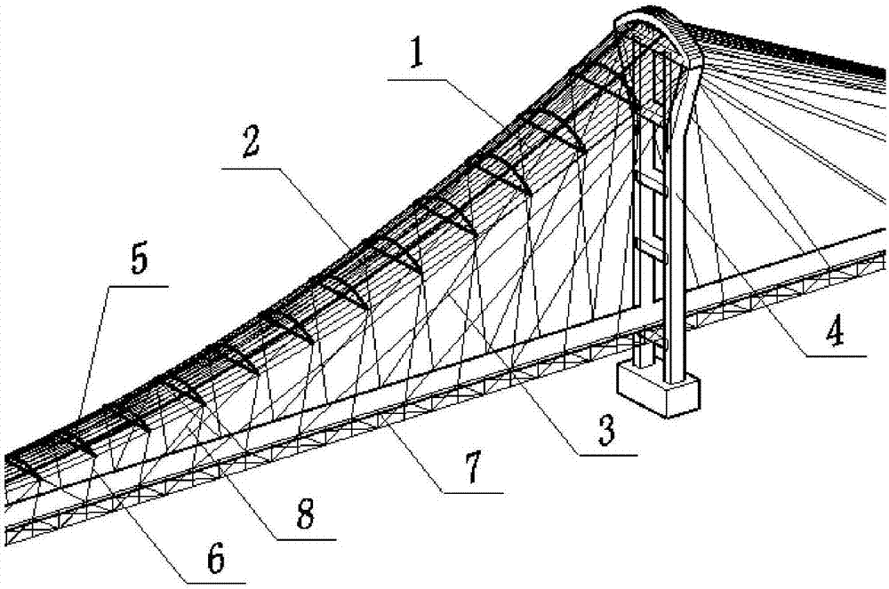 Suspension bridge with packsaddle paraboloid space mixing cable system