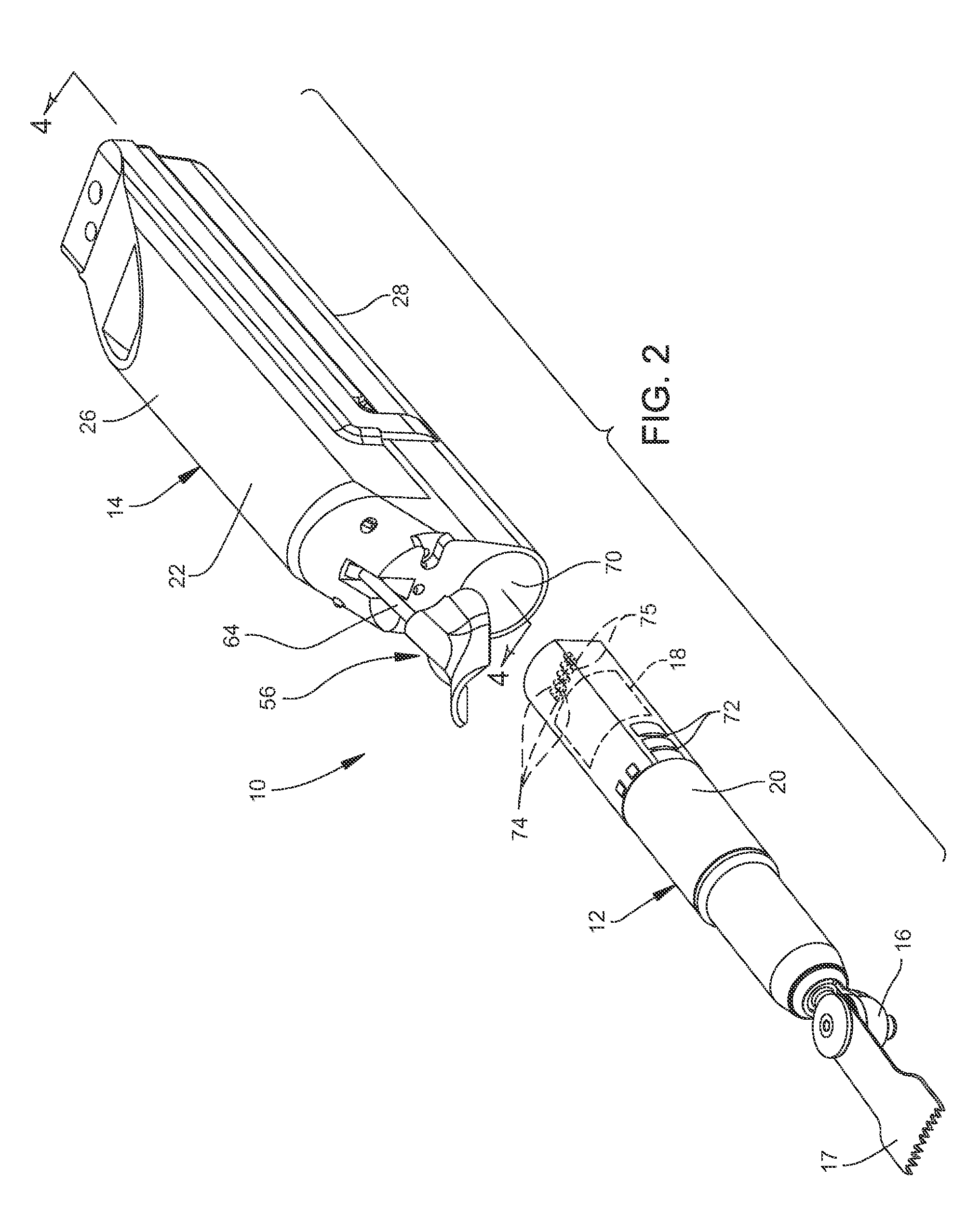 Battery and control module for both energizing and controlling a powered surgical tool that is releasably attached to the module