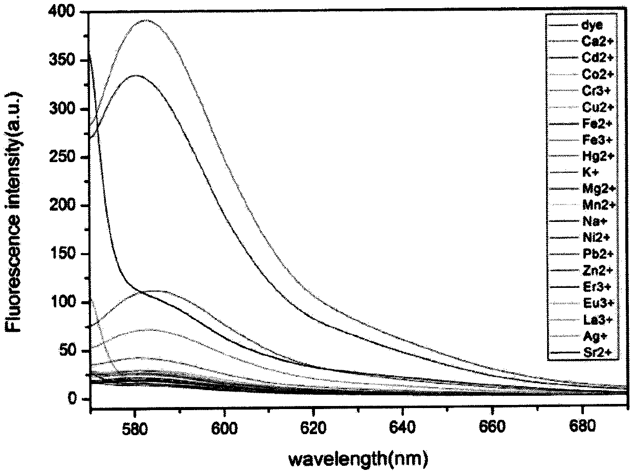 Fluorescent compound for detecting metal ion content in water, and applications thereof