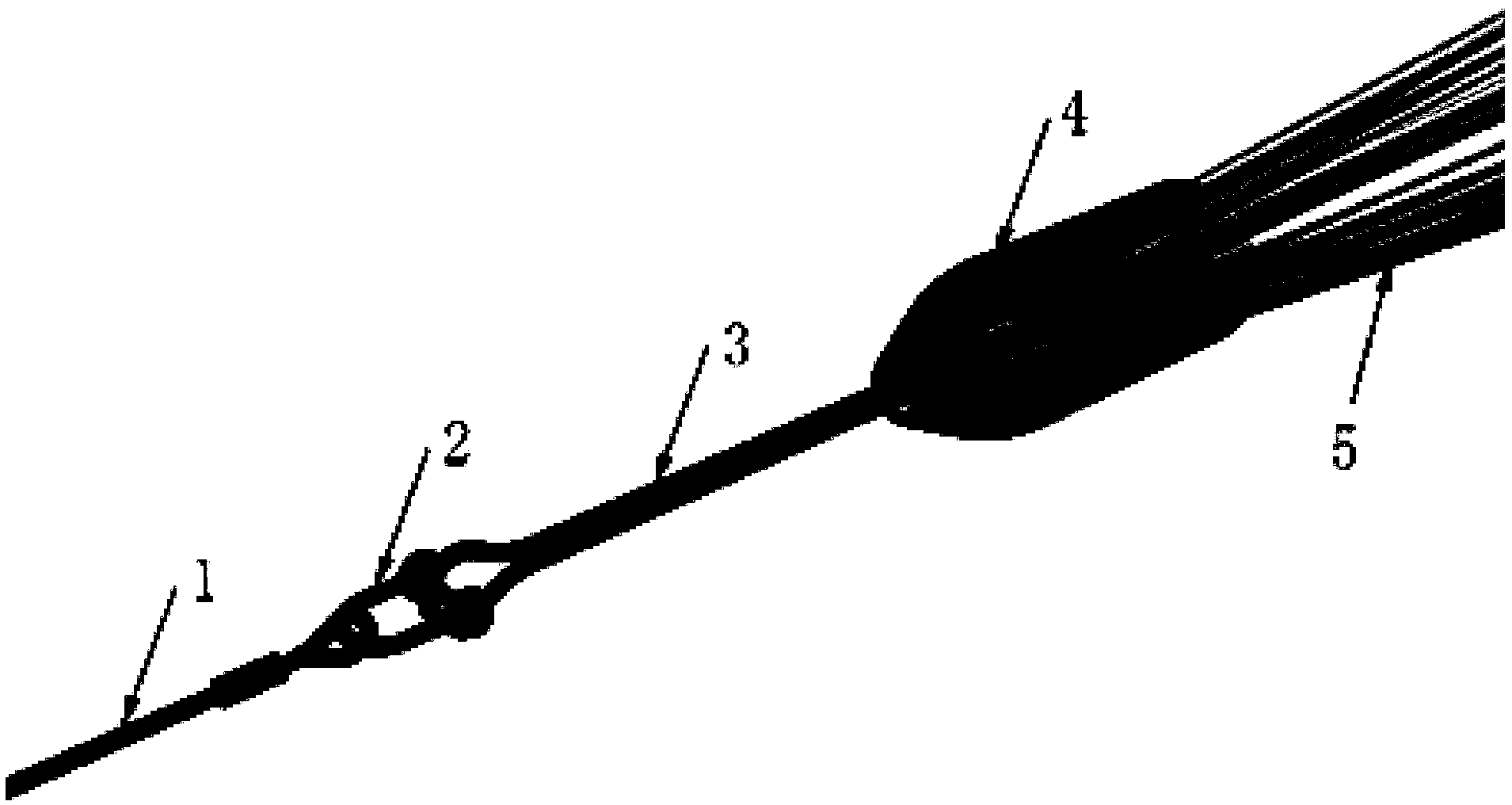Superlong prestress strand combing, binding and strand pulling integrated device