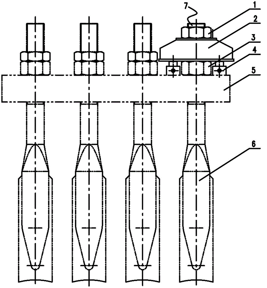 Miter gate back drag rod prestress adjusting method and device