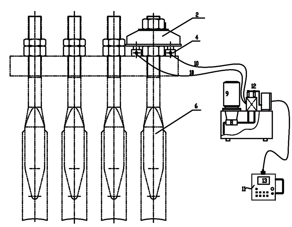 Miter gate back drag rod prestress adjusting method and device