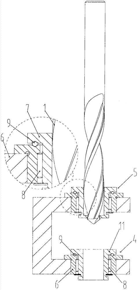 High-speed guiding and chip removing combined drill bush