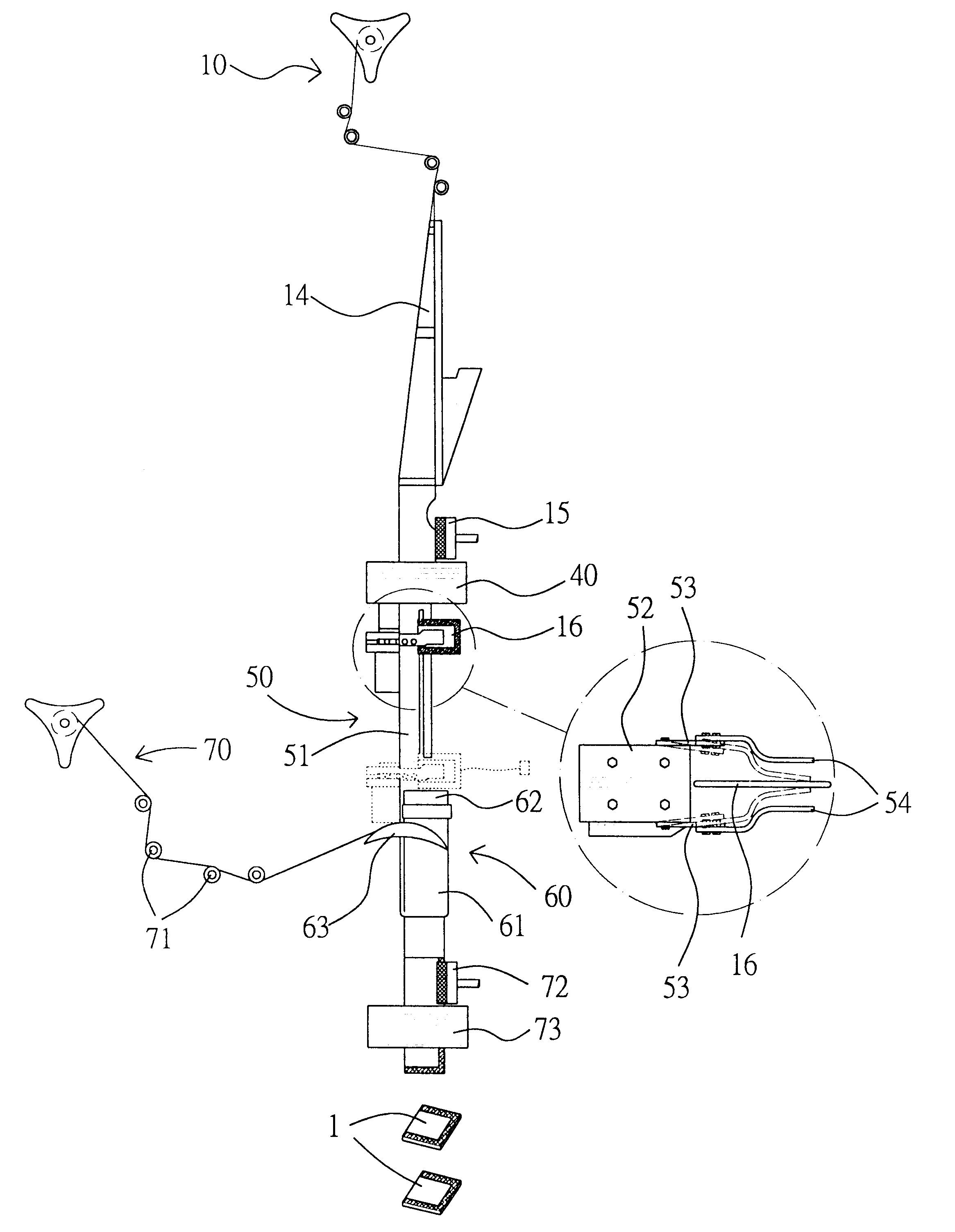 Filling device of a dual layered filling and packing device