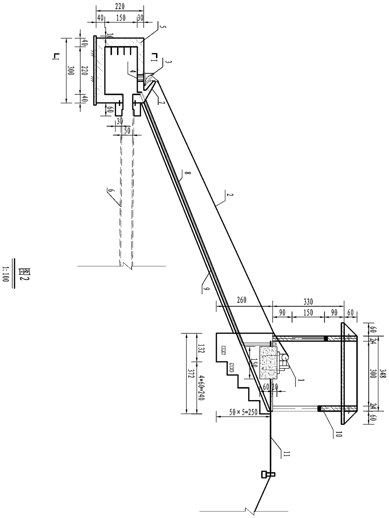 Collapsible cantilever gate type inlet structure for medium and small size reservoir water conveyance tunnel