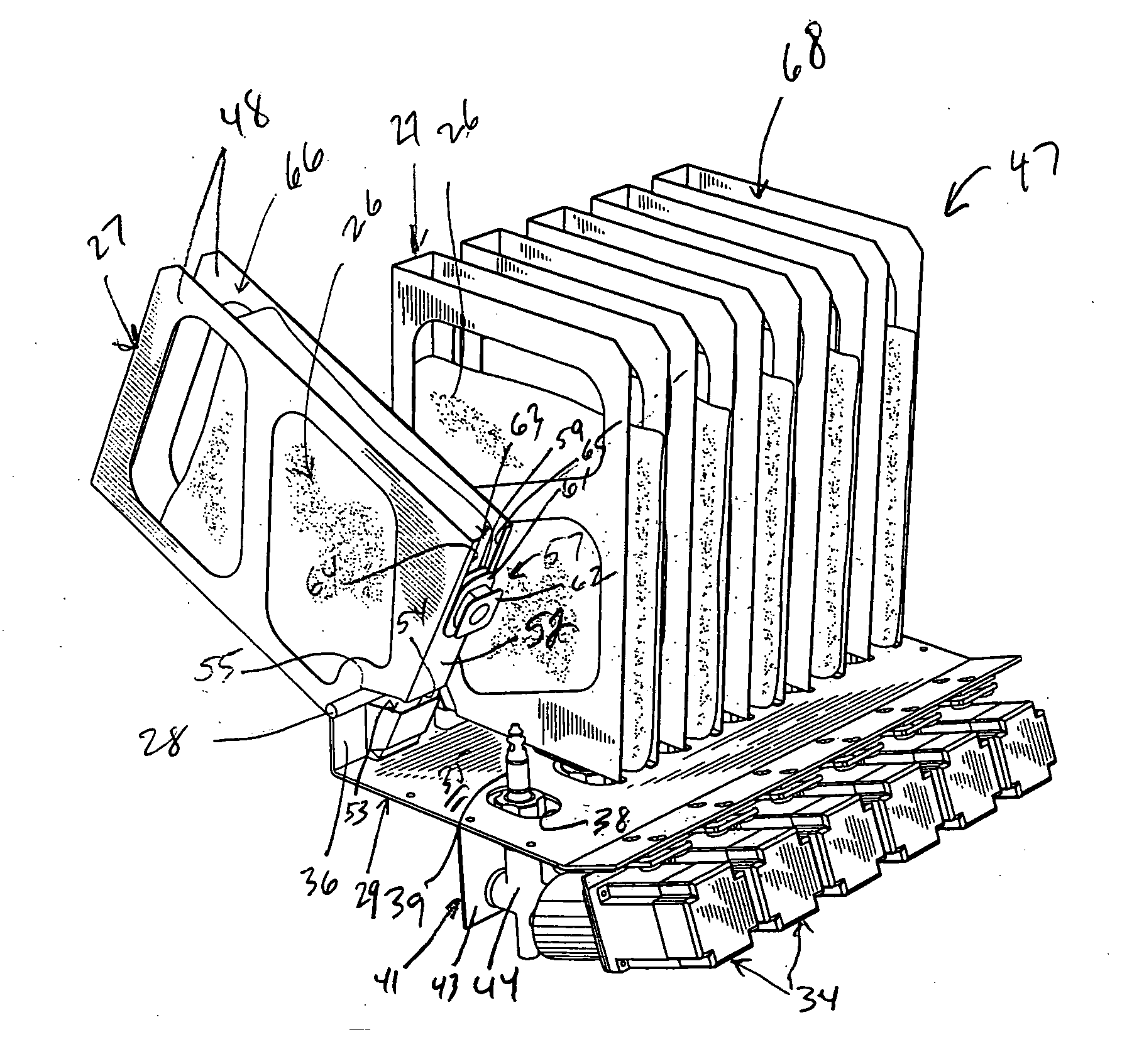 Shelving systems and holders for flexible bags for containing fluid for use in fluid dispensing systems