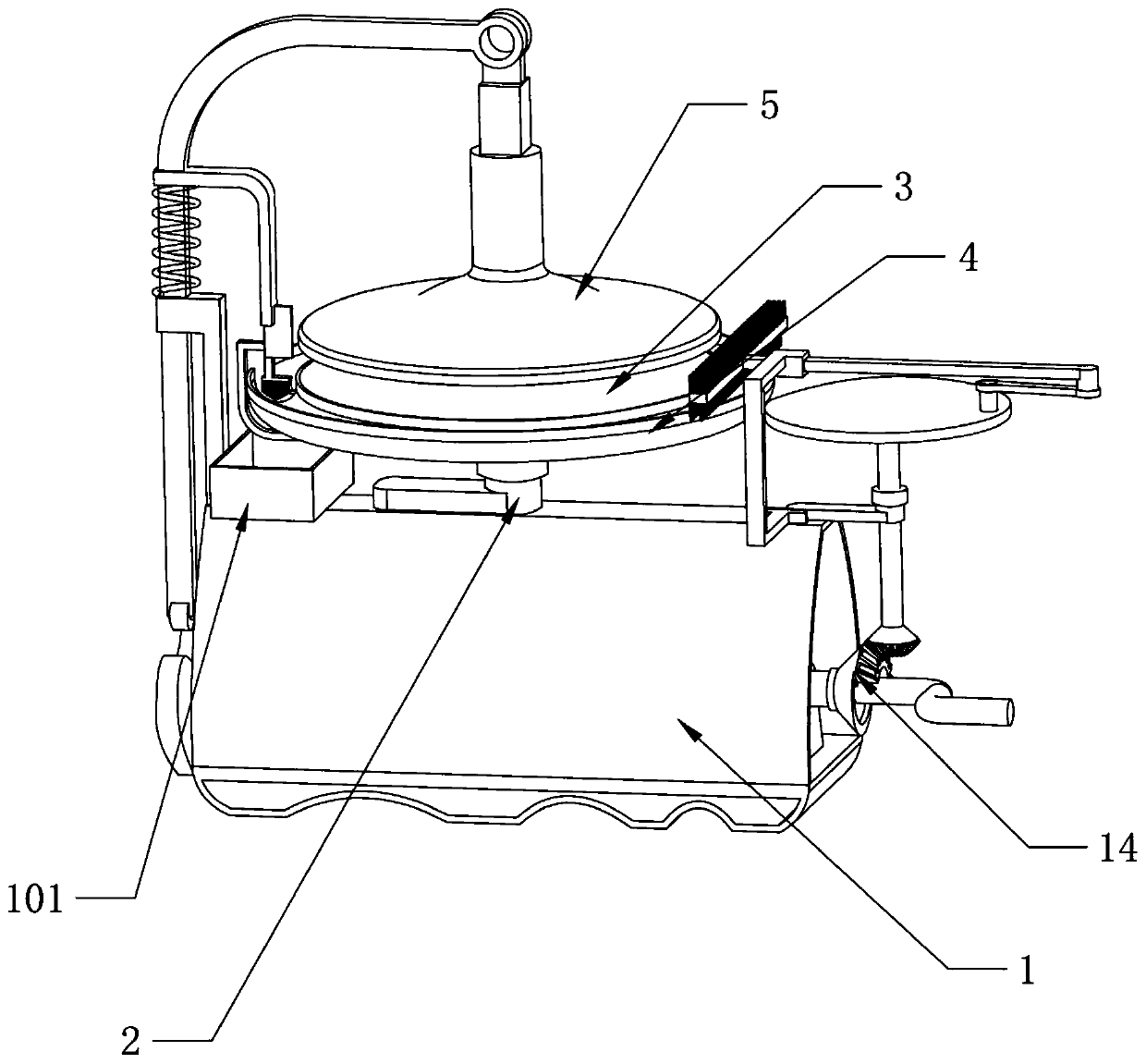 Medicinal herb grinding device for preventing medicine adhesion