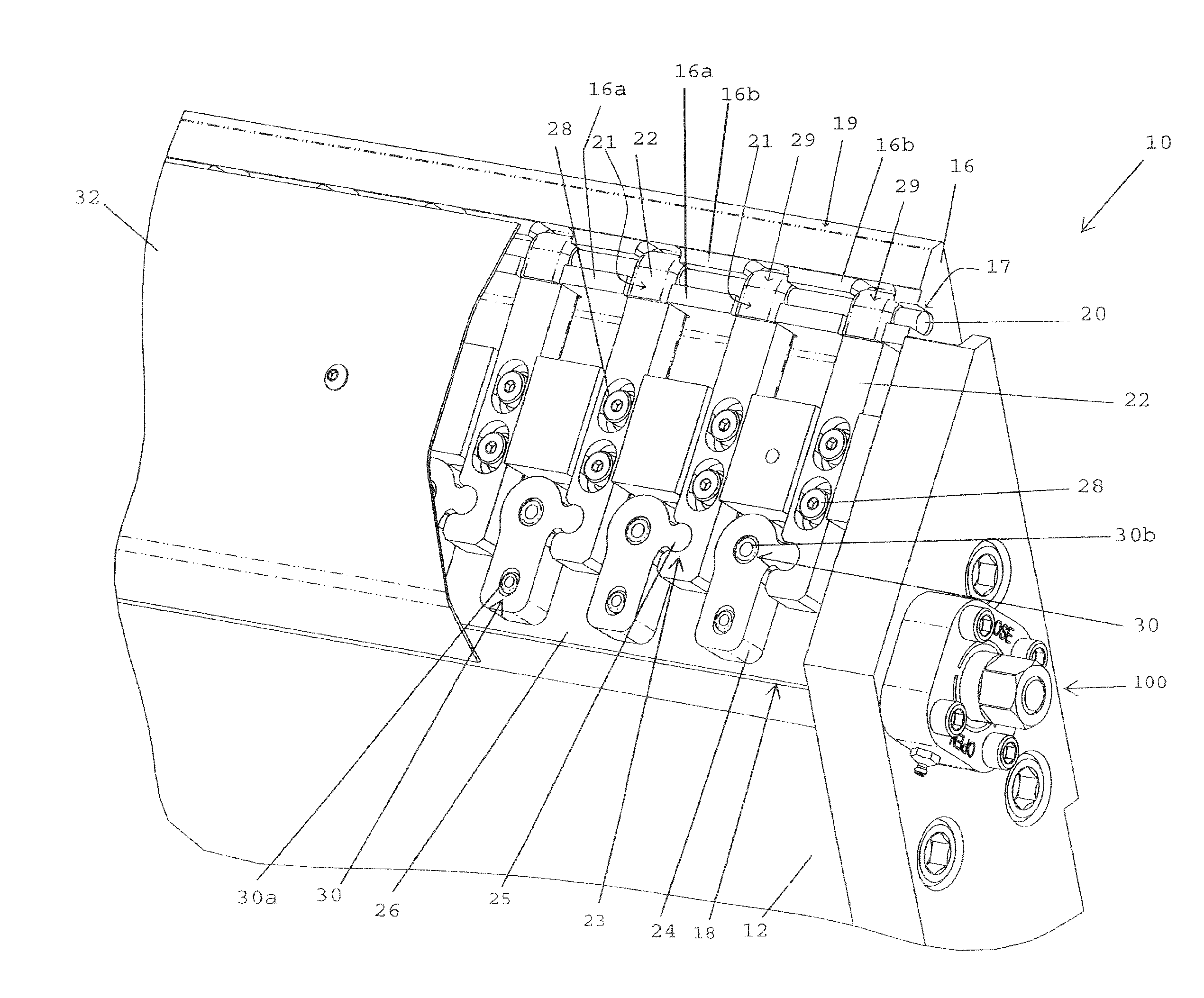 Lip adjustment system having cross-bar