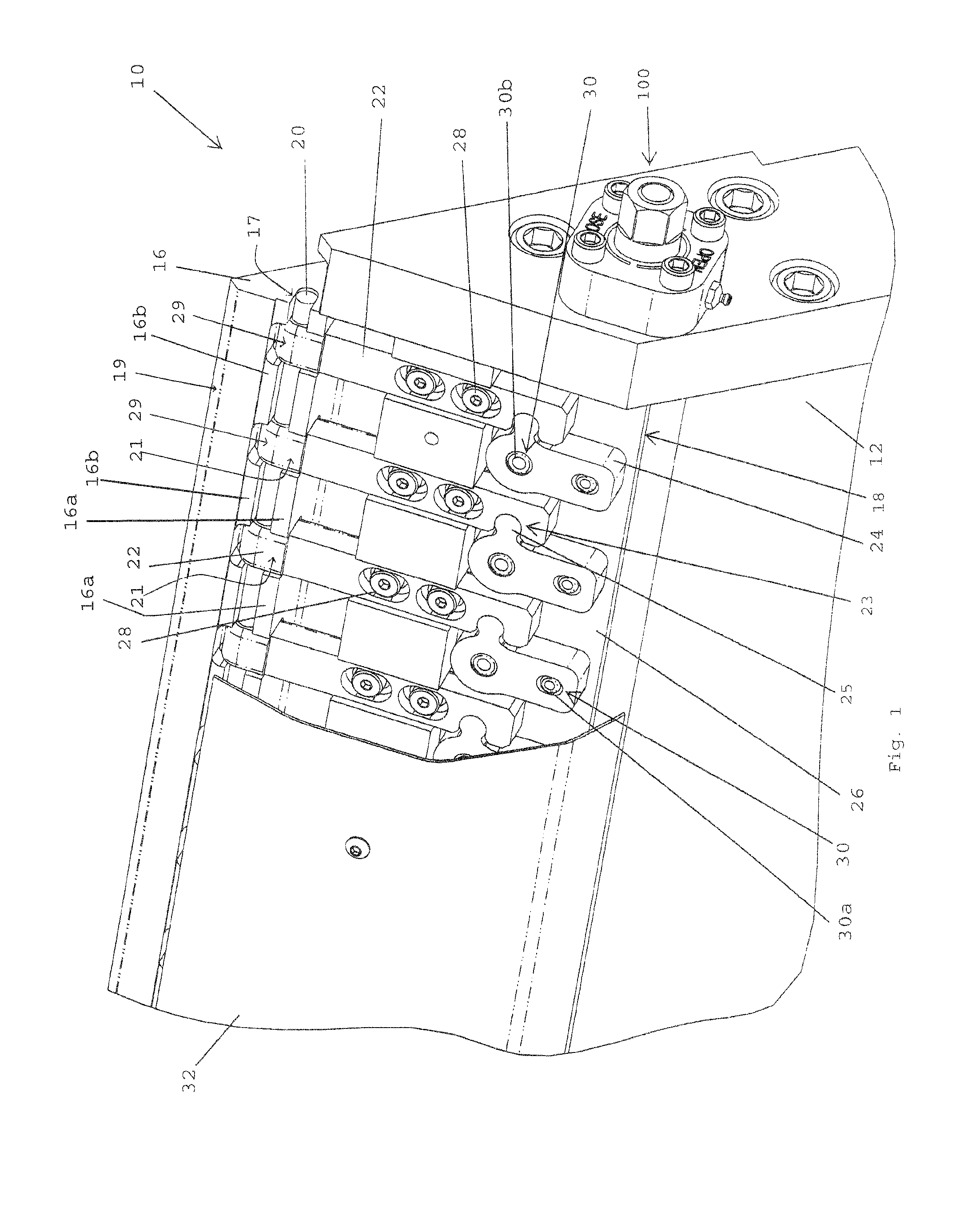 Lip adjustment system having cross-bar