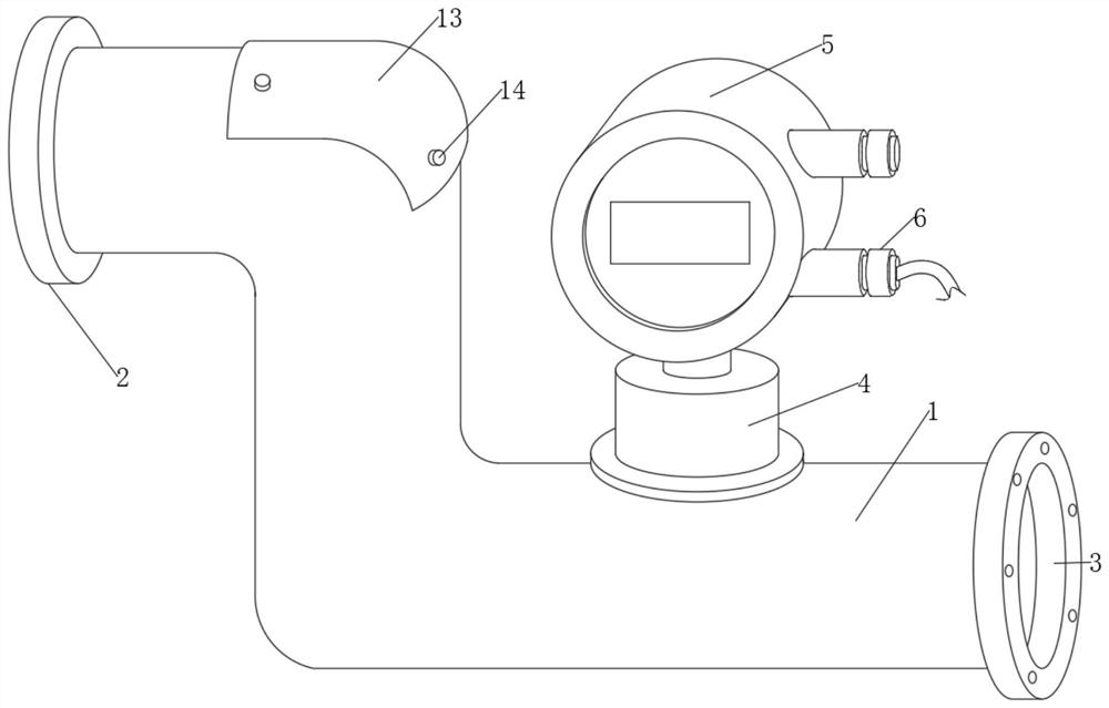 Rotating plate type magnetic flowmeter with anti-blocking structure