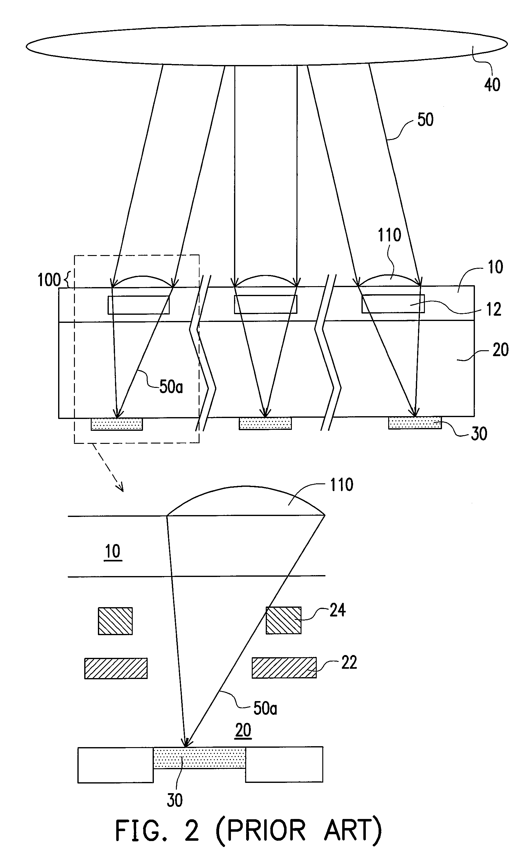 Contiguous microlens array, method of fabricating the same and photomask for defining the same