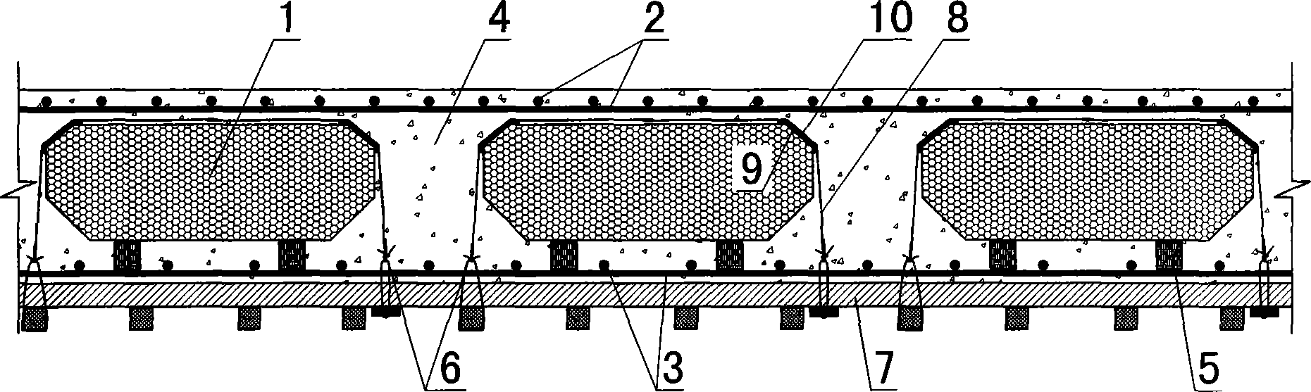 Sectional continuous floating-resistant cast-in-situ hollow slab