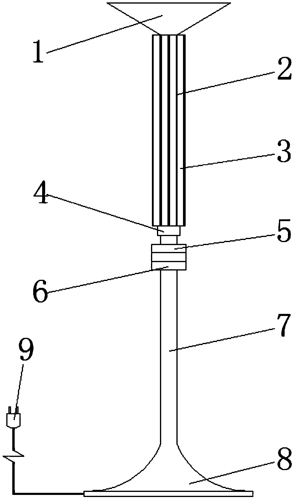 Household vertical lamp with omni-directional illuminating function