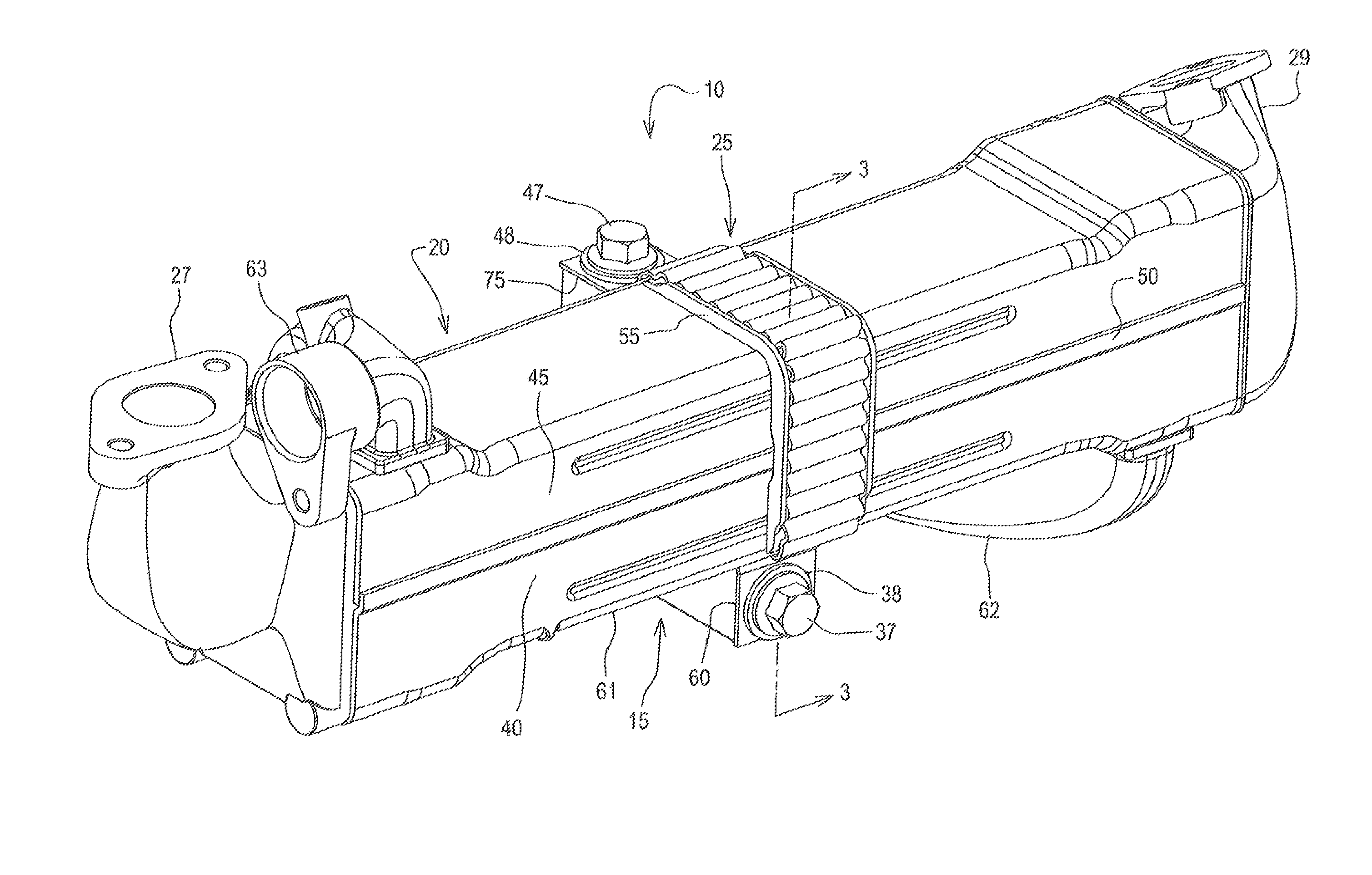 Corrugated strap for securing a heat exchanger