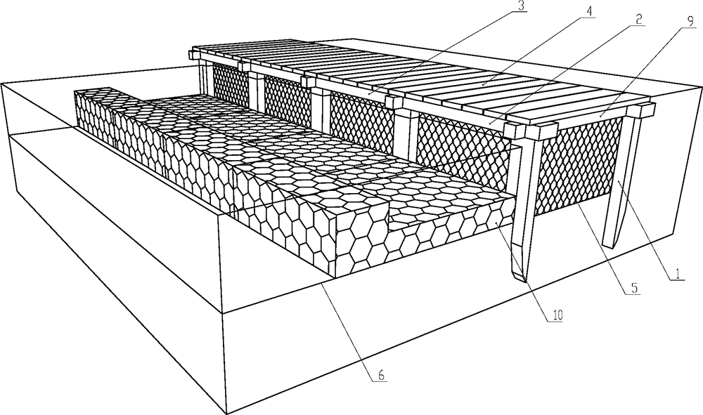 Perpendicular revetment multi-level ecological landscape space system and construction method