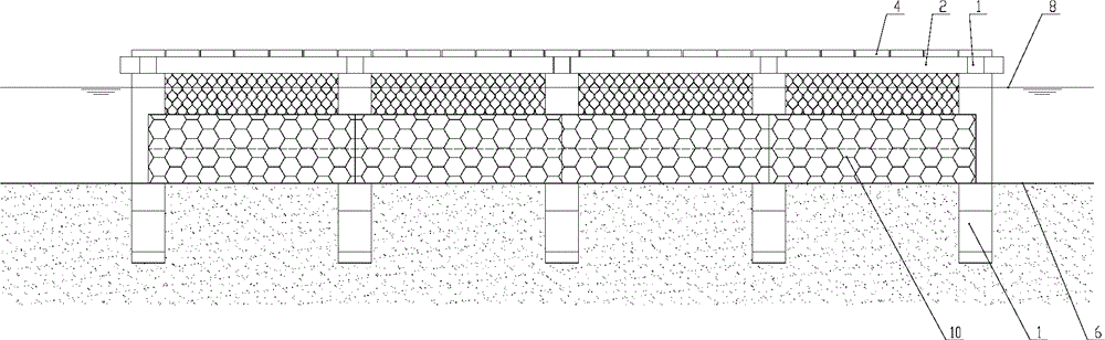 Perpendicular revetment multi-level ecological landscape space system and construction method