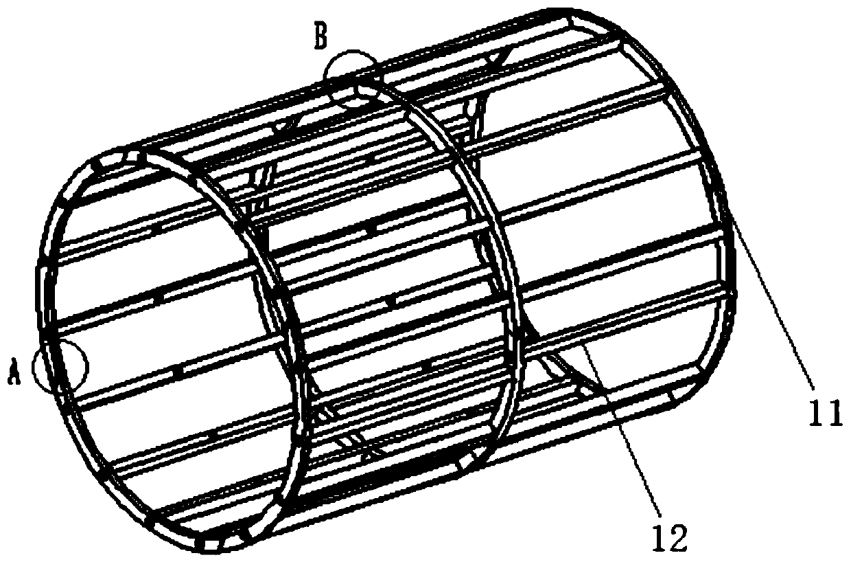 Mold for integral molding and manufacturing of carbon fiber grid bearing cylinder and molding method
