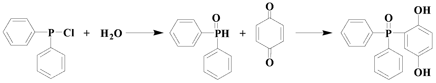 Environment-friendly preparation method of phosphorus flame retardant, namely 2-(diphenylphosphinoyl)-1, 4-benzenediol