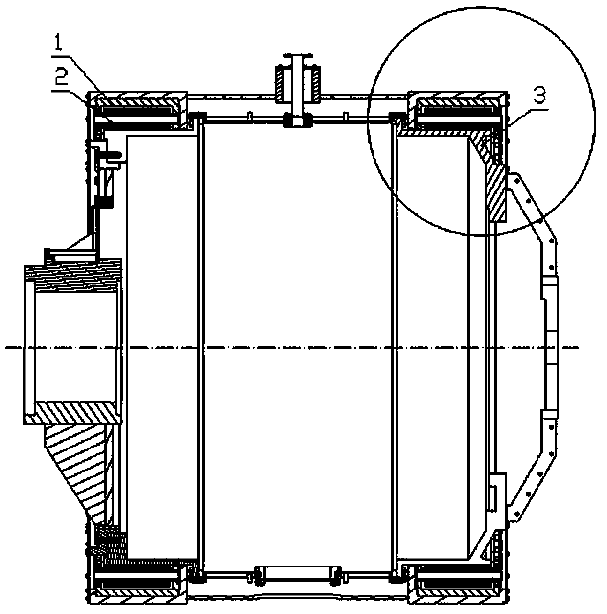 Cylindrical dual-layer shell structure with vibration isolation system