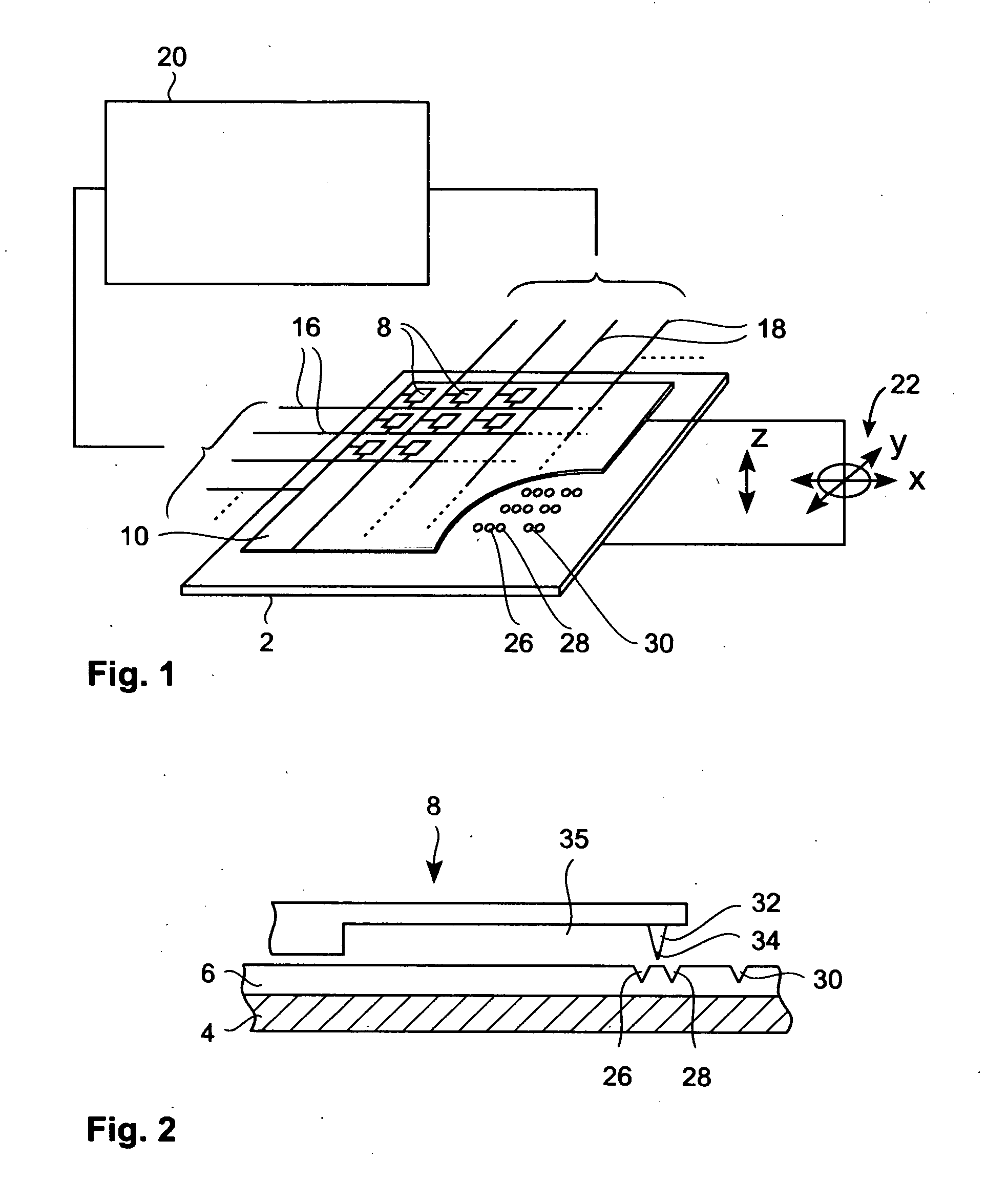 Probe for scanning over a substrate and a data storage device