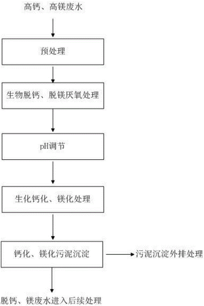 Biochemical treatment method and apparatus for high calcium and high magnesium waste water