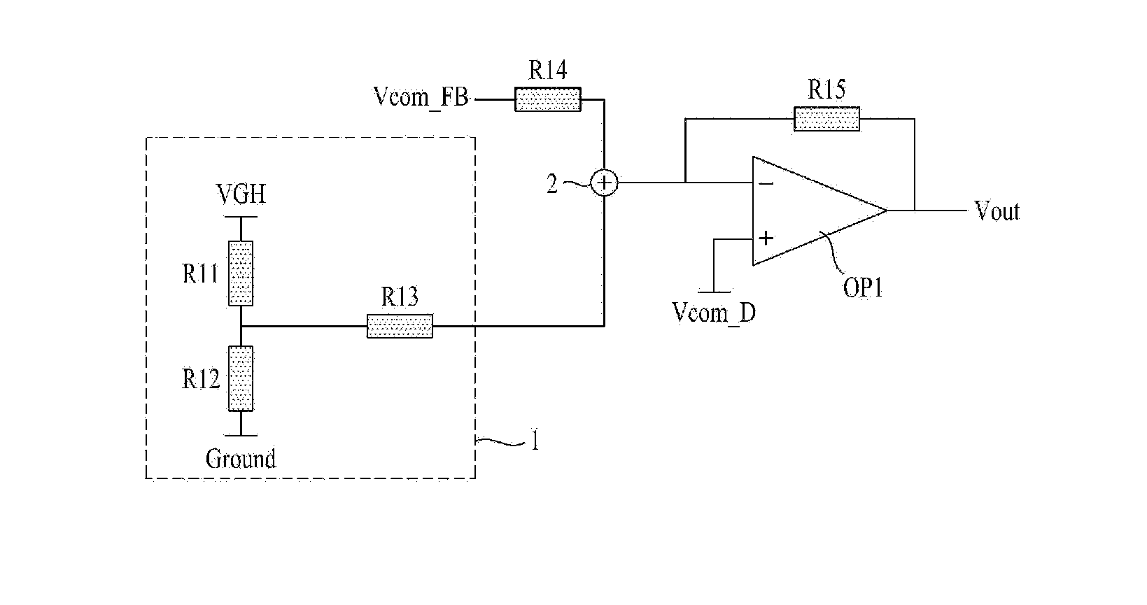 Compensation circuit for common voltage according to gate voltage