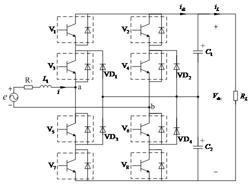 Parallel connection structure for single-phase multi-level PWM (Pulse-Width Modulation) convertors