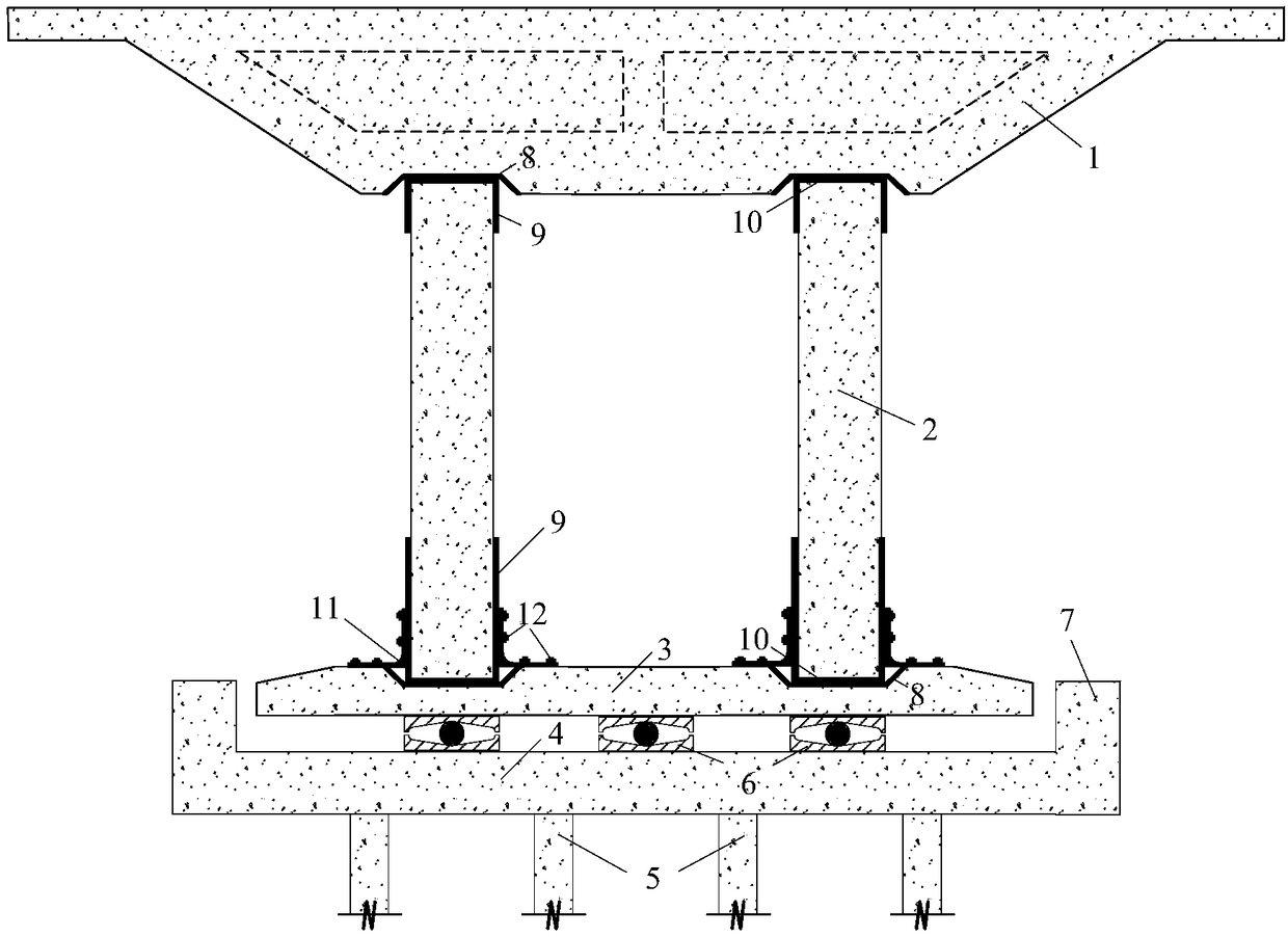 Double-column pier structure for joint application of rocking and seismic isolation