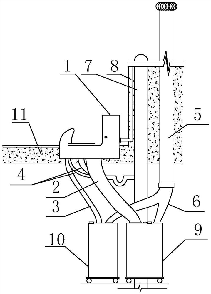 Induction-type water-free squatting toilet with flushing