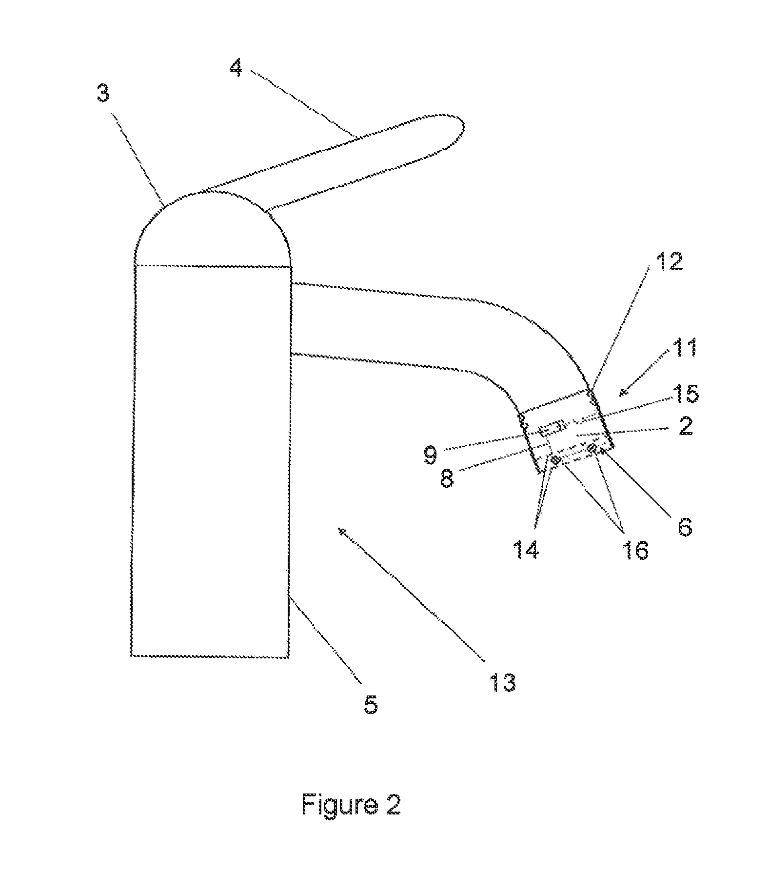 Disinfecting device having a power supply and a fluid outlet