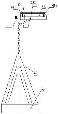 Zip line laying structure provided with searchlight