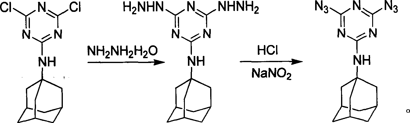 Compound of containing nitrine triazine symmetrel and synthetic method
